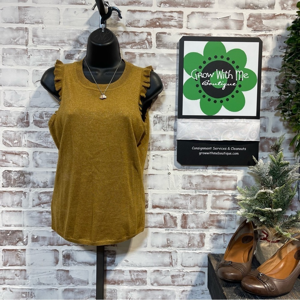 PAIGE Mustard Ruffle Sleeve Tank Top women’s small